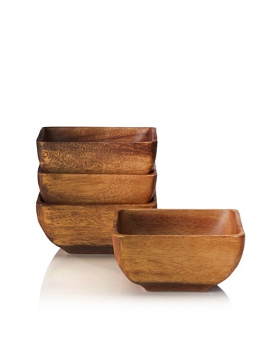 Pacific Merchants Set of 4 Acaciaware 6 Square Individual Bowls