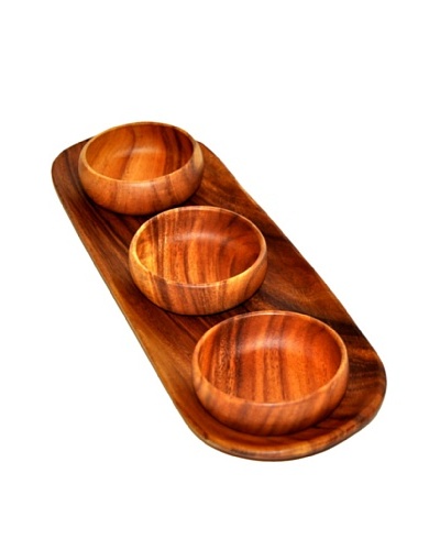 Pacific Merchants Baguette Tray with 3 Dipping Bowls