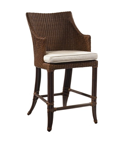 Padma's Plantation Outdoor Palm Beach Bar Stool, Antiqued Natural