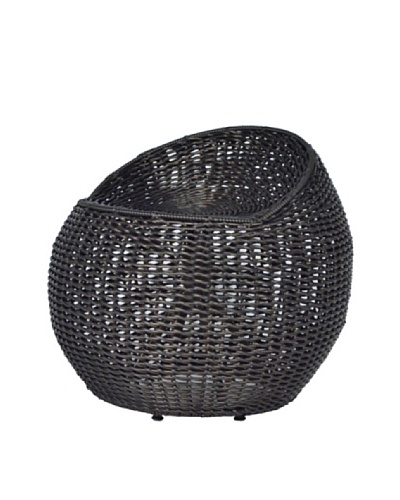 Palecek Outdoor Open-Weave Wicker Swivel Stool, Black