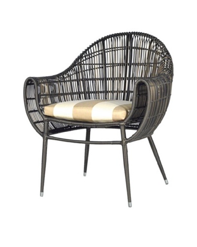 Palecek Piazza Outdoor Chair, Beige/Ivorystripe/Espresso