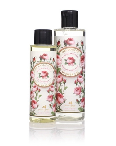 Panier des Sens Rejuvenating Rose Shower Gel & Massage Oil, Set of 2