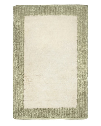 Park B. Smith Heathered Border Bath Rug, Sage/Natural, 24 x 40