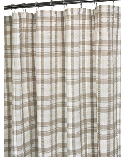 Park B. Smith Seersucker Plaid Shower Curtain, White/Linen/Natural, 72 x 72