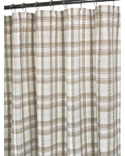 Park B. Smith Seersucker Plaid Shower Curtain, White/Linen/Natural, 72″ x 72″