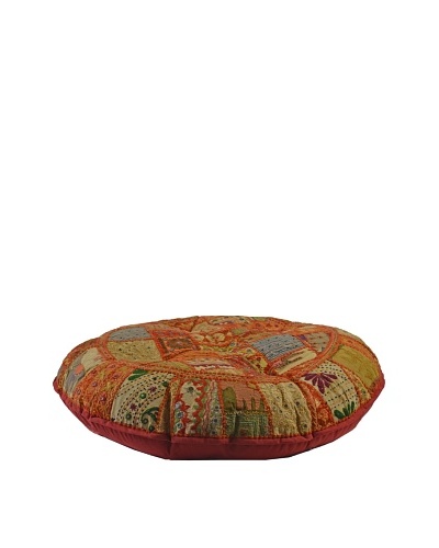 Melange Home Large Round Pouf, Masala Chai