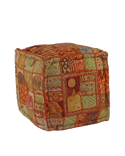 Melange Home Cube Pouf, Masala Chai