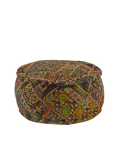 Melange Home Round Pouf, Old Jati