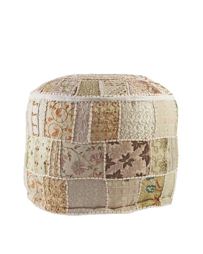 Melange Home Round Pouf, Cream Sari