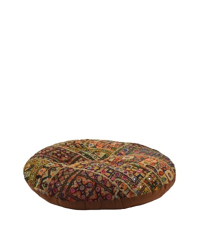 Melange Home Large Round Pouf, Old Jati