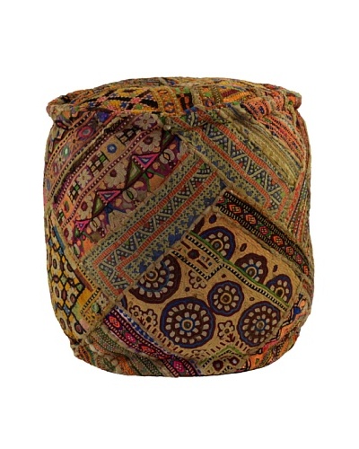 Melange Home Round Pouf, Old Jati