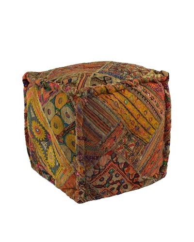 Melange Home Cube Pouf, Old Jati