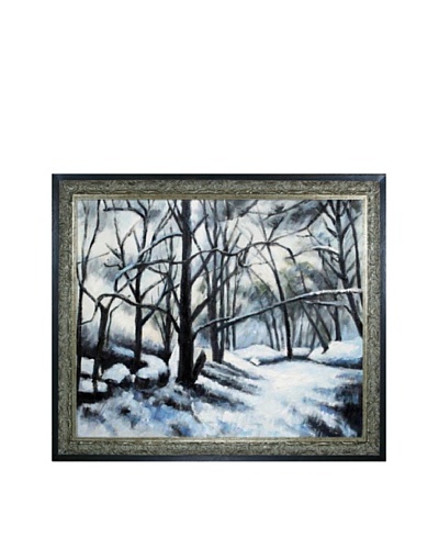 Paul Cézanne Cezanne Melting Snow, Fontainebleau with Bella Frame Patterned with Antique Champagne F...