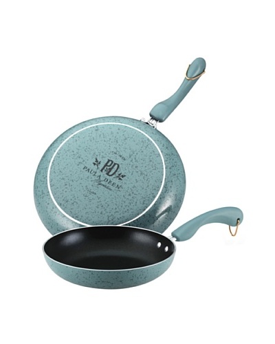 Paula Deen Signature Porcelain 9″and 11″ Nonstick Skillet Twin Pack [Robinu0027s Egg Blue Speckle]