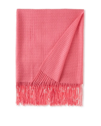 Pür by Pür Cashmere Wool/Cashmere-Blend Basketweave Throw, Super Pink, 50″ x 65″