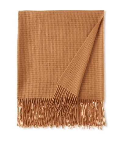 Pür by Pür Cashmere Wool/Cashmere-Blend Basketweave Throw, Camel, 50 x 65As You See