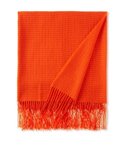 Pür by Pür Cashmere Wool/Cashmere-Blend Basketweave Throw [Tangerine Tango]