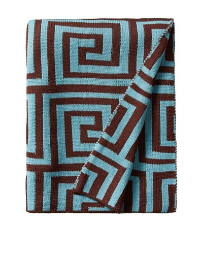 pür by pür cashmere Aqua/Chocolate Jacquard Greek Key Throw