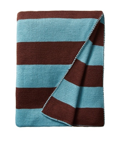 pür by pür cashmere Aqua/Chocolate Jacquard Stripe Throw