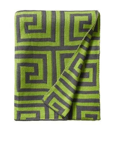 pür by pür cashmere Lime/Grey Jacquard Greek Key Throw