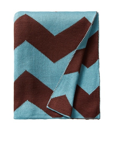 pür by pür cashmere Aqua/Chocolate Jacquard ZigZag Throw