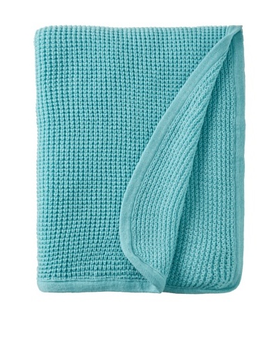 pür cashmere Thermal Knit Throw, Heather Aqua, 50 x 70