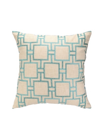 Peking Handicraft Dotted Line Pillow, Turquoise