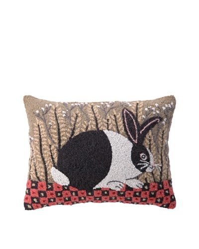 Peking Handicraft Hook Pillow, Checkerboard Bunny, 14 x 18