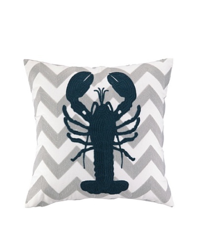 Peking Handicraft Lobster Embroidered Chevron Pillow