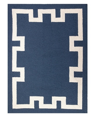 Peking Handicraft Simple Greek Key Rug, Blue, 2′ 10″ x 3′ 11″