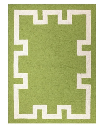 Peking Handicraft Simple Greek Key Rug, Green, 2′ 10″ x 3′ 11″