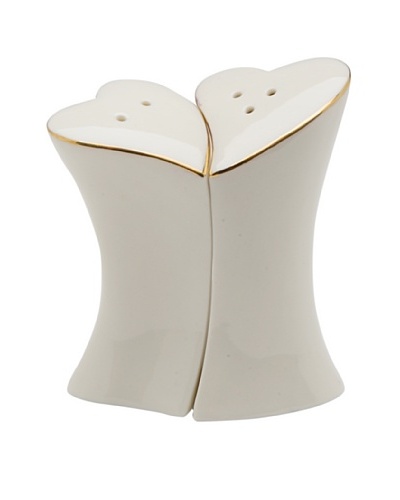 Perfect Wedding Jade Hearts Porcelain Salt & Pepper Shaker Set