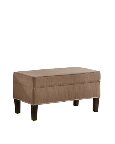 Skyline Brass Nail Button Storage Bench, Chamois