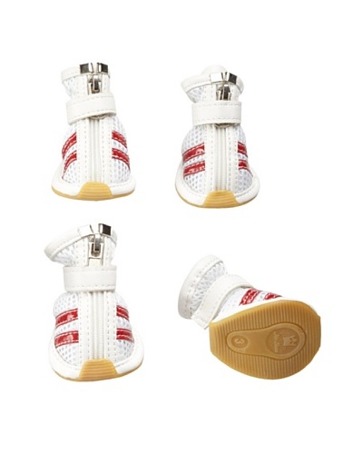 Pet Life Mesh Dog Shoes [White/Red Stripe]