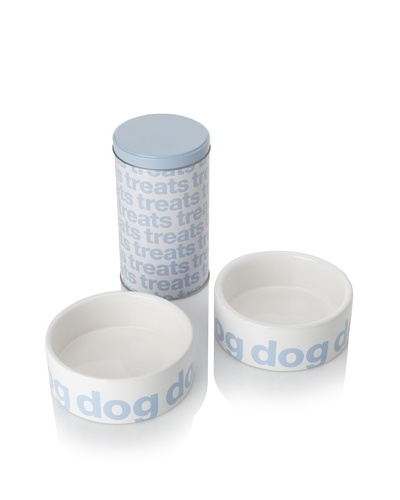 Harry Barker Set of 2 Helvetica Food Bowls with Treat Tin