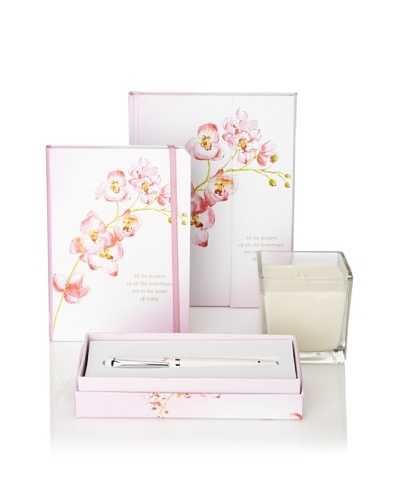 Peter Pauper Press Orchid Gift Set of Foldover Journal, Pen, Candle and Small Journal