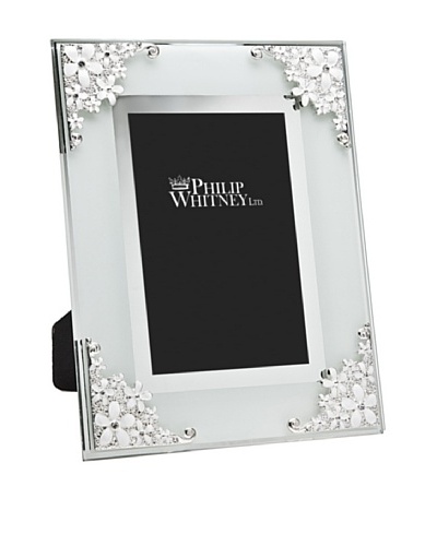 Philip Whitney Frosted Glass & Enamel Corner 4″x6″ Frame