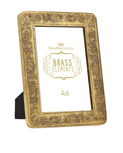 Philip Whitney Brass Flower Scroll 4″x6″ Frame