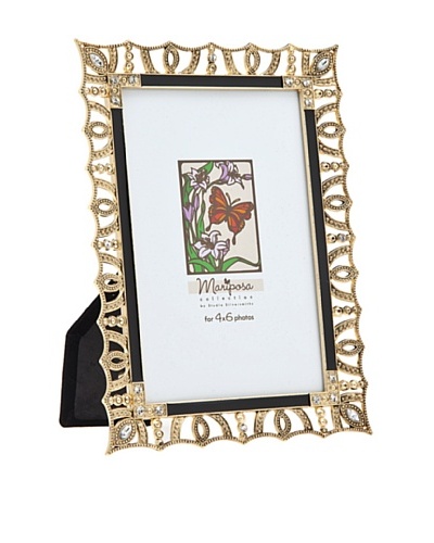 Philip Whitney Mariposa Gold/Black Scalloped 4″x6″ Frame