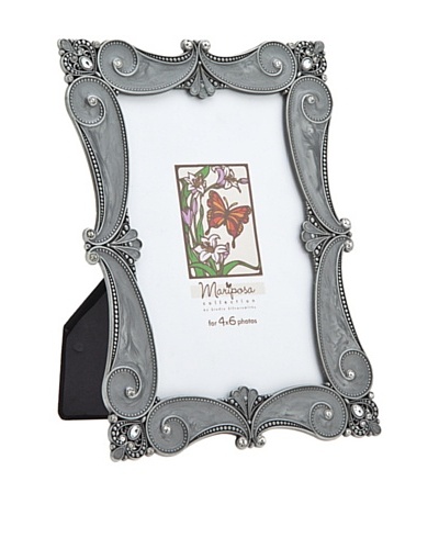 Philip Whitney Mariposa Pewter Grey Scroll Scalloped 4x6 Frame