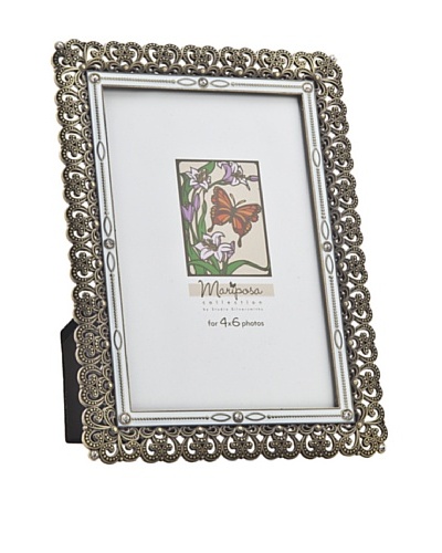 Philip Whitney Mariposa Bronze & White Enamel 4x6 Frame