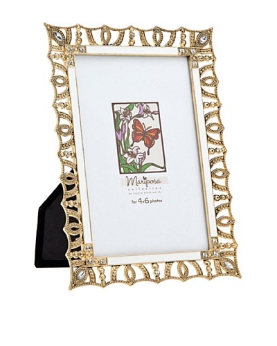 Philip Whitney Mariposa Gold/White Scalloped 4x6 Frame