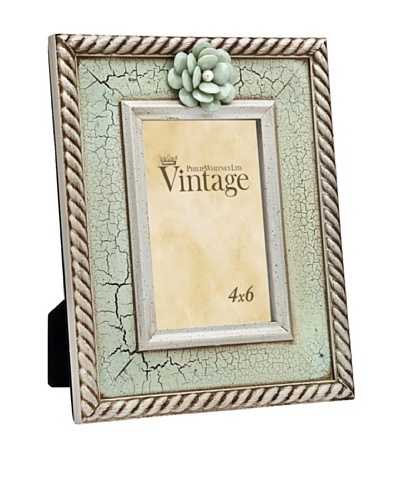 Philip Whitney Teal Gold Rope & Flower 4″x6″ Frame