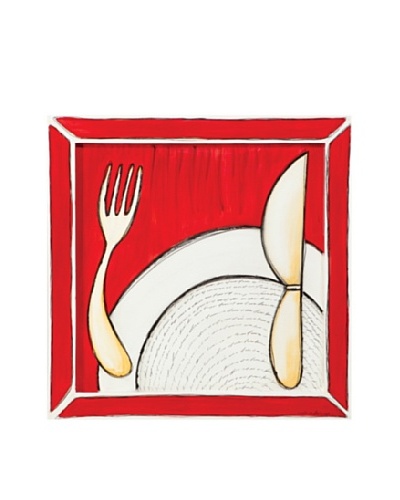 Phillips Collection Framed Fork Knife Plate Painting, Red/White