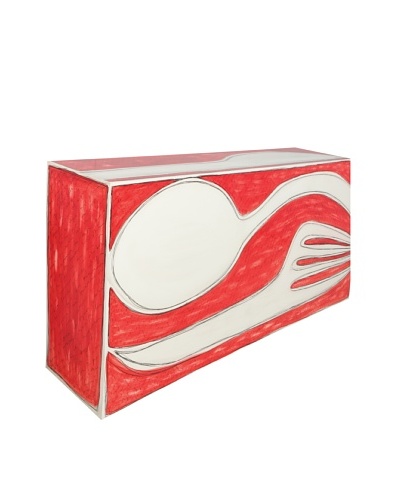 Phillips Collection Framed Fork & Spoon Painting, Red/White