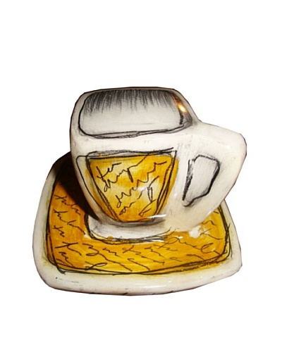 Phillips Collection Coffee Cup & Saucer, Yellow/White