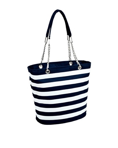 Picnic at Ascot Stripe Cooler Tote, Blue and White