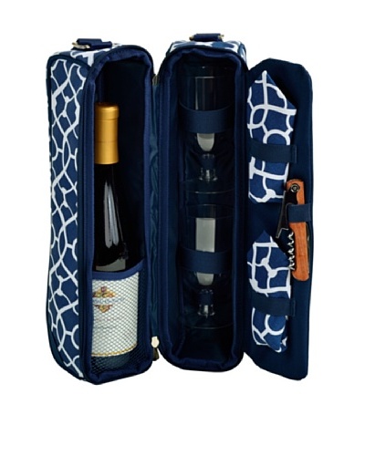 Picnic at Ascot Trellis Blue Wine Carrier for Two