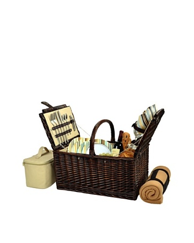 Picnic at Ascot Buckingham Basket for 4 with Blanket, Santa Cruz Stripe