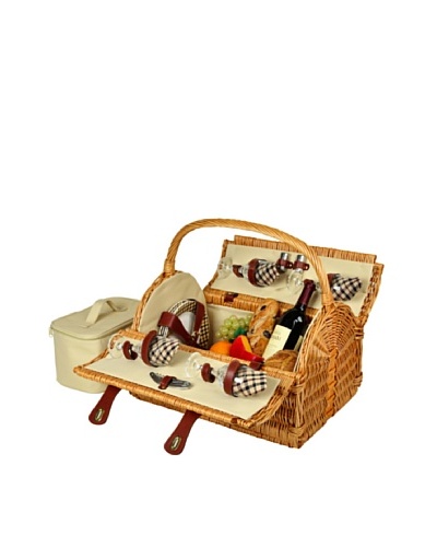 Picnic at Ascot Yorkshire Picnic Basket for 4 with Coffee, Wicker/London Plaid